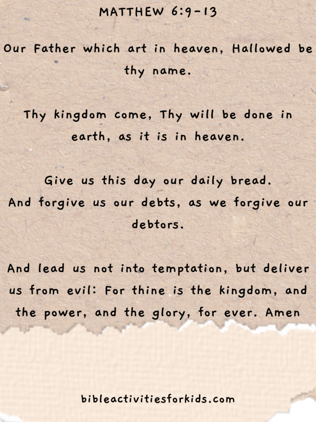 5 Kid Friendly Free Printable Lord's Prayer - Bible Activities For Kids